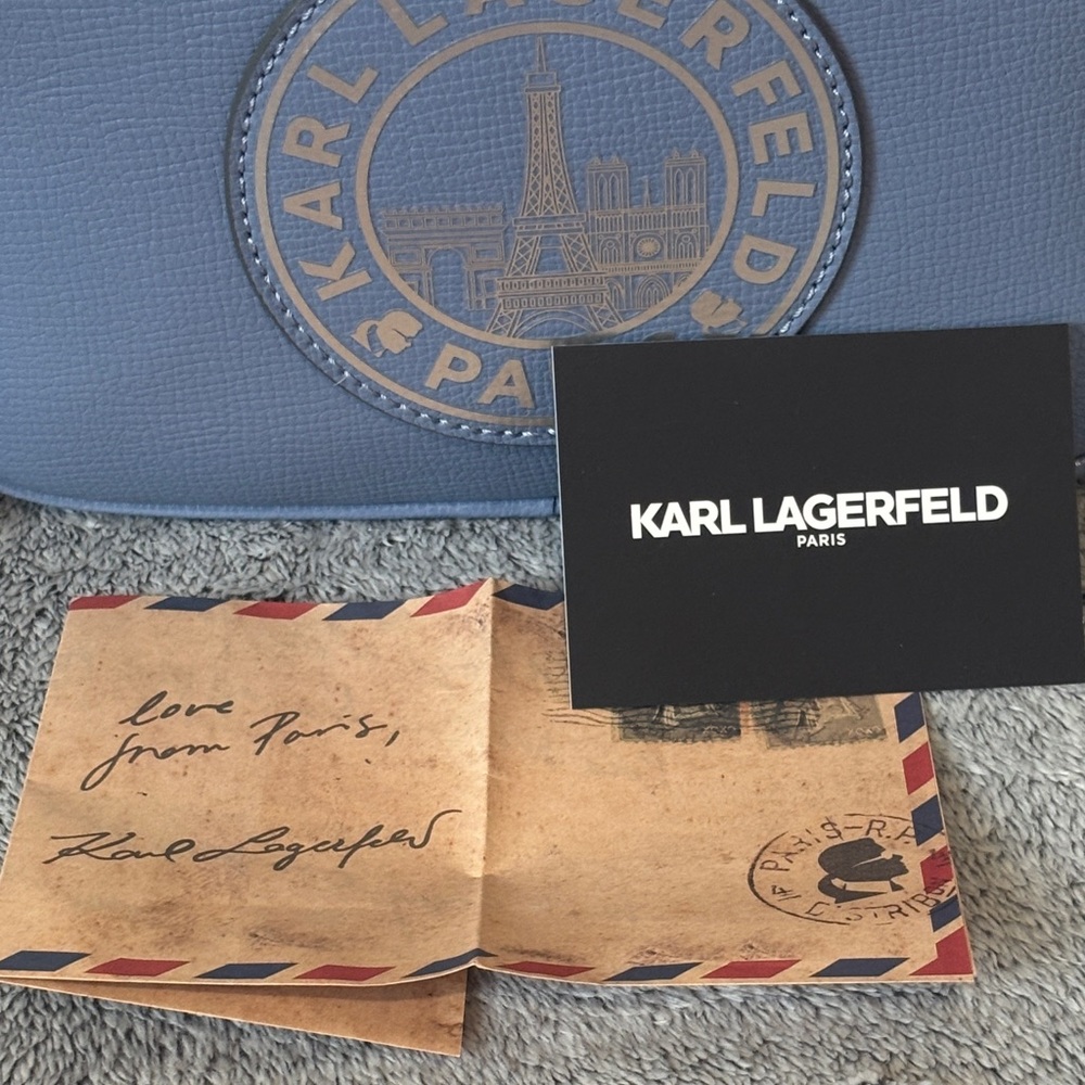 NWT Karl Lagerfeld Paris Maybelle Camera Crossbody bag - Blue Fog - Picture 12 of 16
